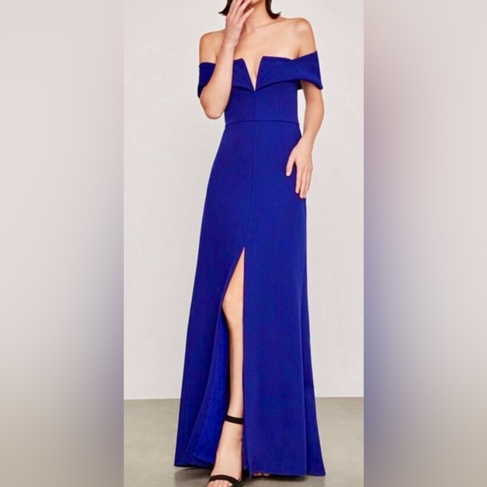 BCBG Amalie Off-Shoulder Blue Dress
